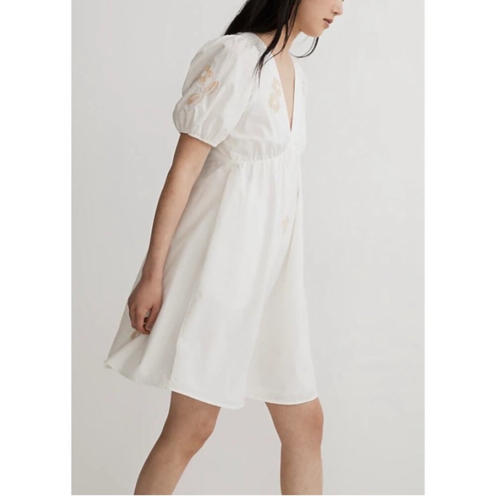 Madewell White and Tan Floral Mini Dress 0 NWT - Picture 2 of 8